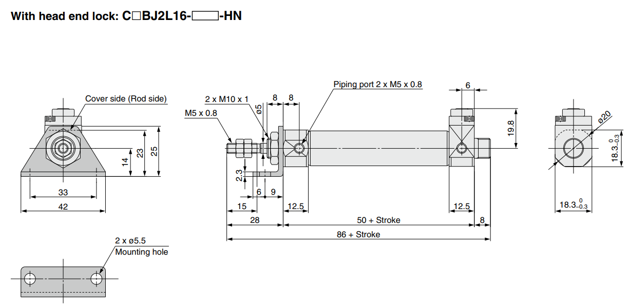 With End Lock CBJ2 Series ø16
