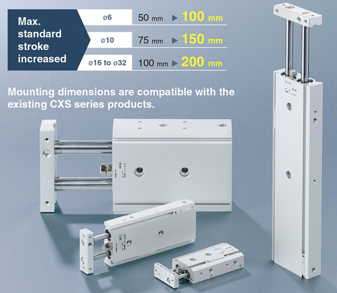 Dual Rod Cylinder Basic Type CXS2 Series ø6, ø10, ø16, ø20, ø25, ø32