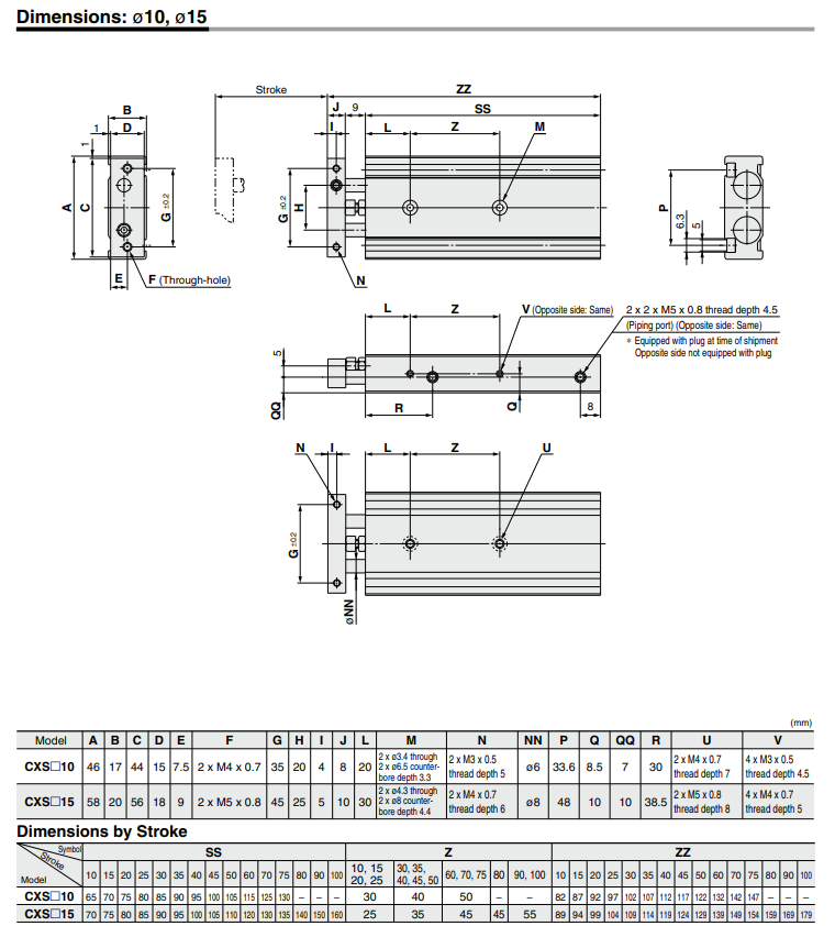 Dual Rod Cylinder Basic Type CXS Series ø6, ø10, ø15, ø20, ø25, ø32
