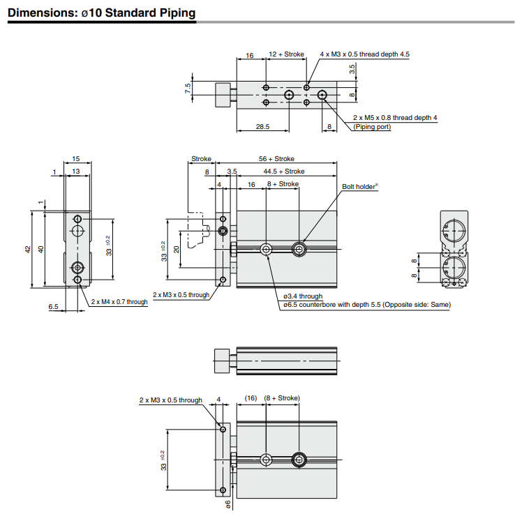 Dual Rod CylinderCompact Type CXSJ Series ø6, ø10, ø15, ø20, ø25, ø32
