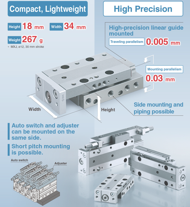 Air Slide Table MXJ Series Double acting Φ4,Φ6,Φ8