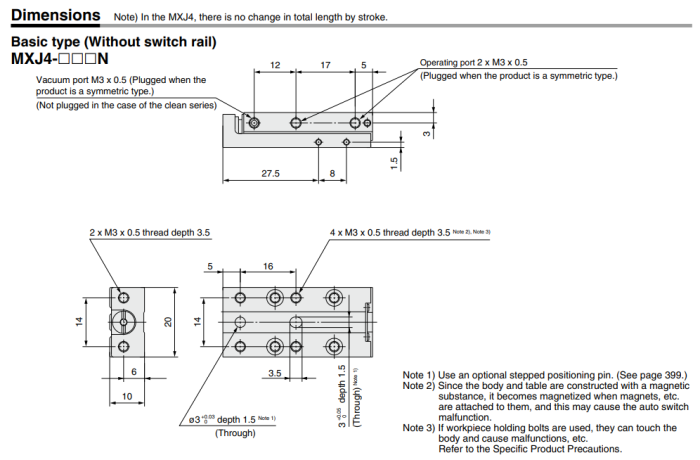 Air Slide Table MXJ Series Double acting Φ4,Φ6,Φ8