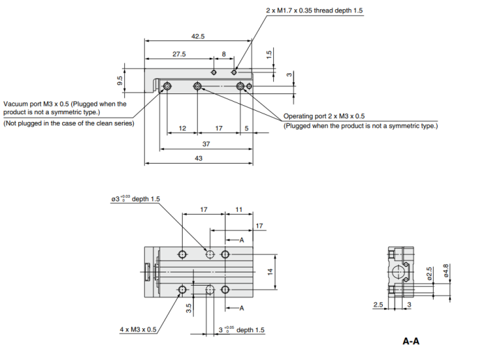 Air Slide Table MXJ Series Double acting Φ4,Φ6,Φ8