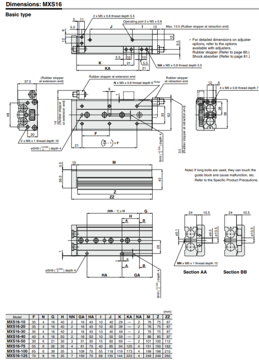 Air Slide Table MXS Series