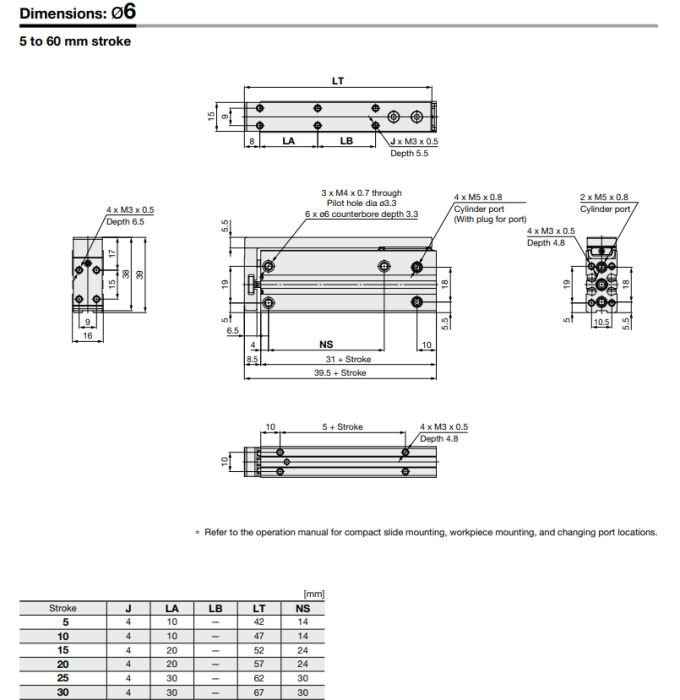 Compact Slide MXH2 Series ø6, ø10, ø16, ø20, ø25