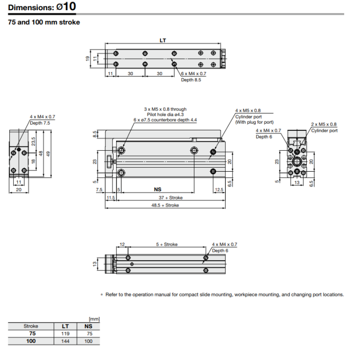 Compact Slide MXH2 Series ø6, ø10, ø16, ø20, ø25