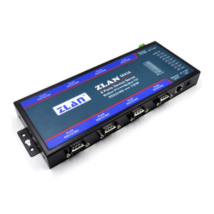 8 RS232 serial ports, 8 RS485 serial ports Serial Device Server