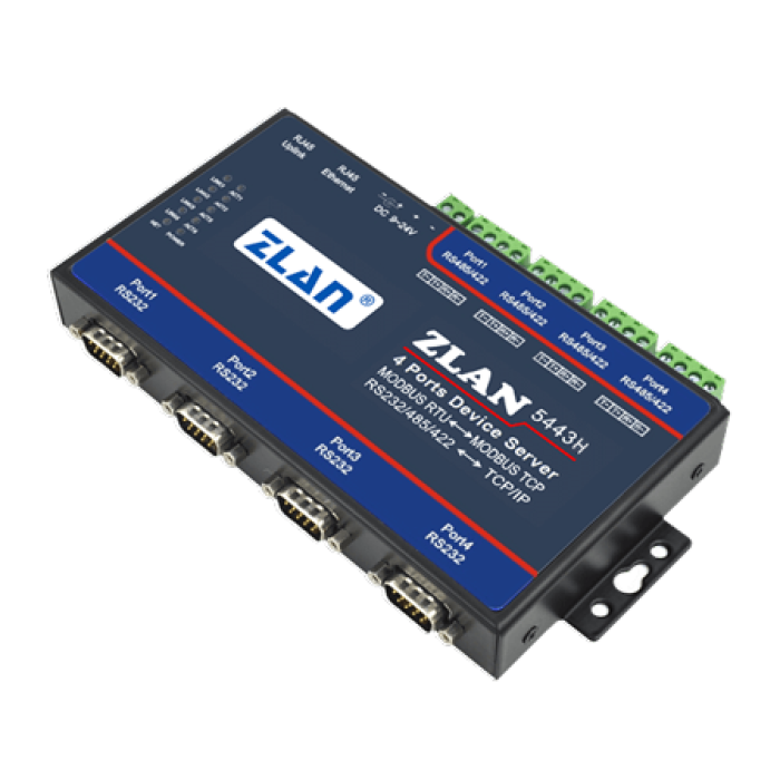 4 RS232 serial ports and 4 RS422/485 serial ports Serial Device Server