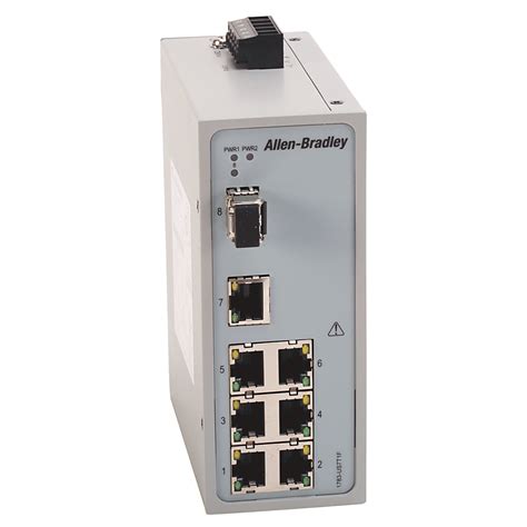 1783-US7T1F Stratix 5700 Managed Industrial Ethernet Switch, 7-Port Gigabit DIN-Rail Mount, Rockwell Automation