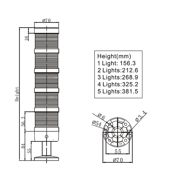 Combined warning lights NLT-70（5F）