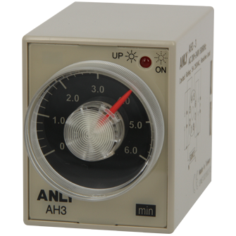 ANLY AH3-NC Timer Relay with NC Contact, Adjustable Delay DIN Rail Mount for Motor Circuits