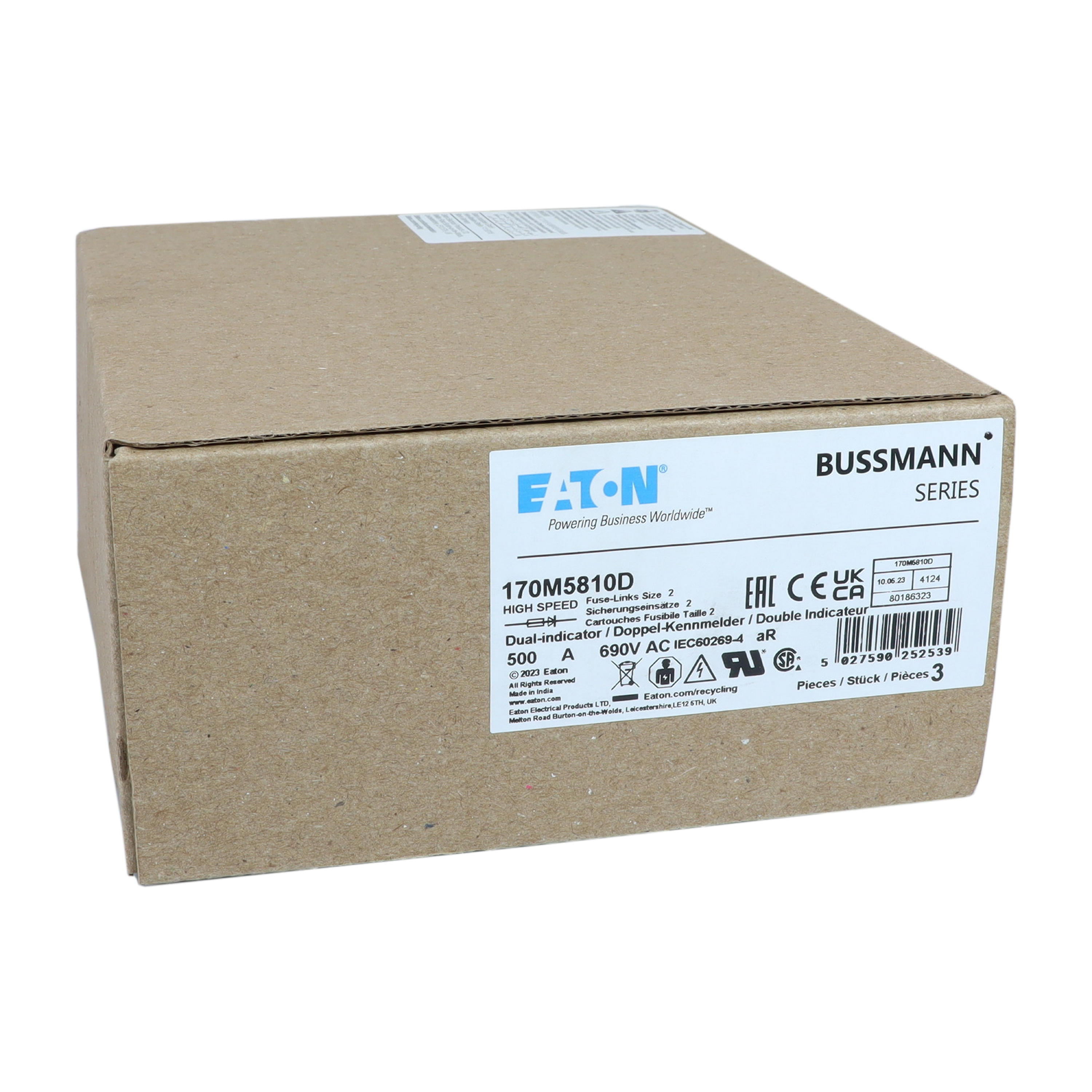 Eaton 170M5810D 100A 600VAC 20KA MCCB Circuit Breaker Heavy Duty Power Distribution
