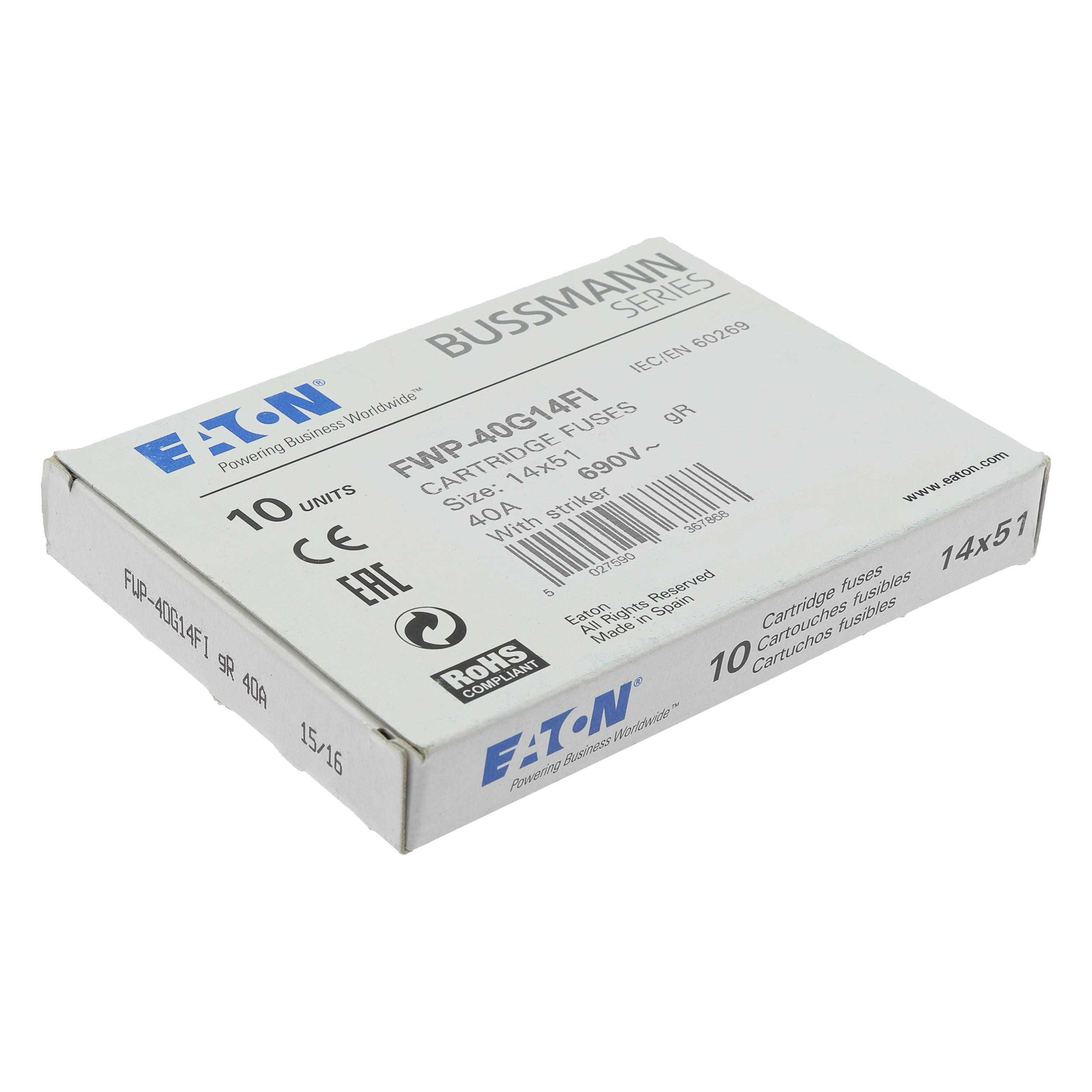 Eaton FWP-40G14FI 40A 32VDC FWP Series Thermal Circuit Breaker