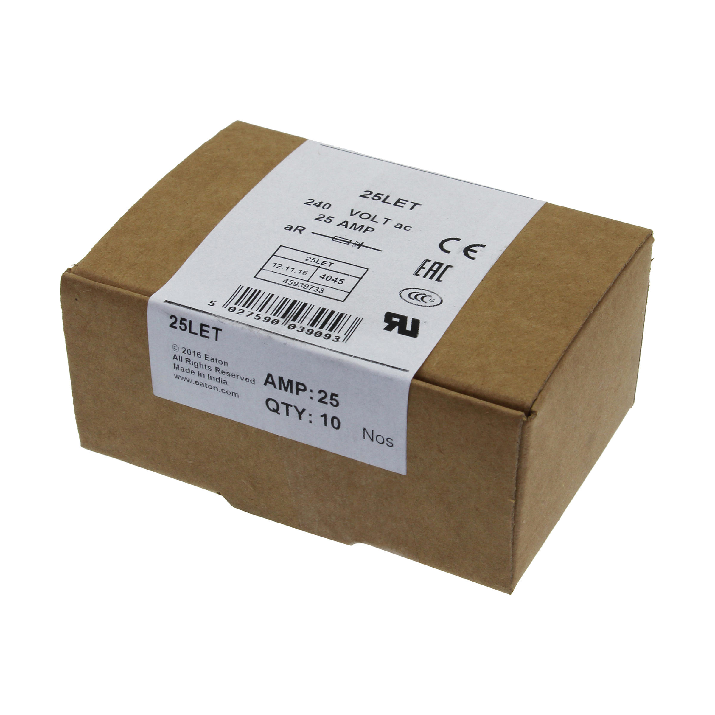 Eaton 25LET 25A 600VAC Fuse High-Current Circuit Protection Device