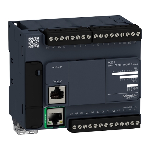 TM221CE24T Schneider Modicon M221 PLC Controller, 24 I/O Compact Logic for Machinery