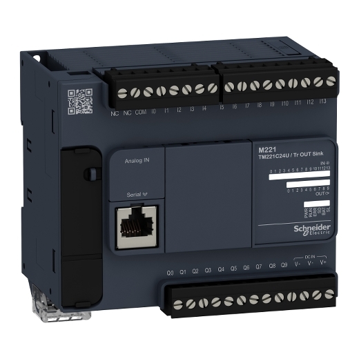 TM221C24U Logic controller, Modicon M221, 24io tr.npn